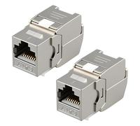 Lot de 2 Modules Keystone RJ45 CAT 7 Femelle, Câble LAN 10 Gbit/s à 1000 MHz AWG 22-24, Blindé STP, Prise Encastrable, Borne de Coupe pour Panneau de Brassage, Installation Sans Outil