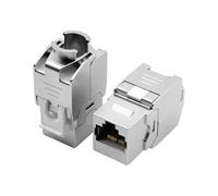 Lot de 2 modules Keystone RJ45 CAT 7 femelle câble LAN 10 Gbit/s à 1000 MHz AWG 22-24 sans outil LSA entièrement blindé STP Prise encastrable RJ45 femelle Borne de coupe pour panneau de brassage et