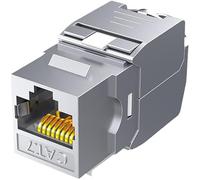 Lot de 2 modules Keystone RJ45 CAT 7 femelle câble LAN 10 Gbit/s à 1000 MHz AWG 22-24 sans outil LSA entièrement blindé STP Prise encastrable RJ45 femelle Borne de coupe pour panneau de brassage et