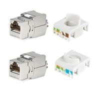 Lot de 2 Modules Keystone RJ45 CAT 7 Femelle, Connecteur RJ45 CAT 7 Blindé STP, sans Outil LSA, Coupleur RJ45 10 Gbit/s 1000 MHz, Prise Keystone Encastrée 2 Ports, Prises Réseau CAT7 Montage Surface