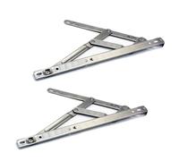 Lot de 2 montants de fenêtre en acier inoxydable, charnières dissimulées pour vitrage, battant et suspension supérieure - 33 cm