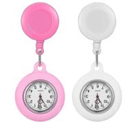 Lot de 2 montres d'infirmière pratiques, montres de poche rétractables à clip pratique