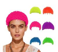 Lot de 2 Morceaux Perruques de Fête Soleil Bob Court Néon Costume Coloré Cosplay Perruque Soiree Quotidienne Postiches Faveurs Fête Bachelorette, Jaune + Rose