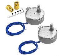 Lot de 2 moteurs synchrones pour platine tournante avec puissance de 4 W et 5-6 tr/min plus 2 connecteurs d'accouplement flexibles en laiton de 7 mm pour réparation de micro-ondes et projets de