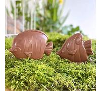 lot de 2 Moulage chocolat de Paques POISSON EXOTIQUE 50 g - chocolat de Pâques - Fabrication artisanale en France - chocolat lapin poule cloche poussin oeuf (Poisson exotique dos pointu chocolat lait)