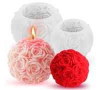Lot de 2 Moule a bougie silicone moule à bougie 3D en forme de boule de rose pour bougie parfumée, Saint Valentin, Ornements décoratifs
