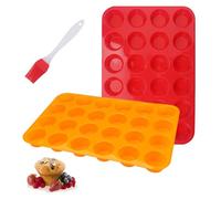 Lot de 2 Moule à Muffins en Silicone Sans BPA, Anti-adhésif Plaque à Muffins, Moule Cupcake pour 24 Mini Muffins, Moule Mini Muffin Résiste au Lave-vaisselle pour Brownies, Gâteaux (33 x 22 x 2,5 cm)