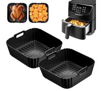 Lot de 2 Moule Air Fryer pour Cosori 5,5/6 L, Cecotec 6 L/5,5 L, Philip XL 6,2 L, Air Fryer en Silicone, Accessoires de Friteuse Carré, Accessoire de Moule de Cuisson, Réutilisable Moule en Silicone