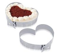 Lot de 2 Moule Coeur Réglable, Cercle à Pâtisserie en Forme de Cœur, Moule à Pâtisserie Cœur, Bague Gâteau Coeur en Acier Inoxydable