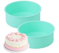 Lot de 2 Moule Gateau Silicone Rond 20cm, Antiadhésif Moule Layer Cake, Moules à Gâteau Rond en Silicone Sans BPA, Moules à Pâtisserie Réutilisables pour Gâteau au éponge, Fromage et D'anniversaire
