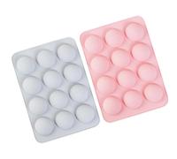 Lot de 2 moules à 12 trous en forme de balle de golf en silicone souple pour les amateurs de pâtisserie sur le thème du golf