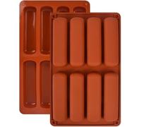 Lot de 2 moules à barres à céréales en silicone à 8 cavités, longs moules rectangulaires antiadhésifs pour barre énergétique, chocolat, brownie, mini gâteau