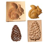 Lot de 2 moules à biscuits en bois, adorables tampons à biscuits en forme de pomme pin et d'écureuil, antiadhésifs, dégagement facile, lavables et réutilisables, pour la cuisine