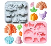 Lot de 2 moules à bonbons anti-adhésifs en forme de et dinde de | Moules en silicone de vacances pour la cuisson de gâteaux, bonbons, chocolat, savon, bougie, artisanat, fête
