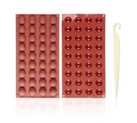 Lot de 2 moules à bonbons avec 36 grilles, 1 couteau séparateur, moule en silicone semi-circulaire, moule à chocolat, moule à gâteau poreux, moule à gelée, moule à pâtisserie