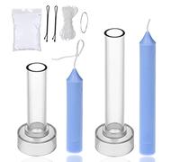 Lot de 2 moules à bougie conique - Parfait pour faire des bougies d'urgence, des bougies carillons, des bougies de table - 30 pieds de mèche 1 fil de plomb et 2 clips de mèche inclus en cadeau.
