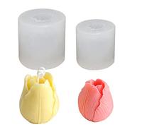 Lot de 2 moules à bougies 3D en silicone en forme de tulipe pour la fabrication de bougies, les savons faits à la main, le plâtre, la fabrication de savon, la décoration de la maison
