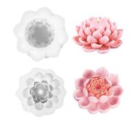 Lot de 2 moules à bougies en silicone - Fleur de lotus + nénuphar - Moules à bougies pour arroser des fleurs 3D (fleur de lotus + nénuphar)