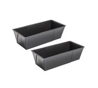 Zenker 9914350 Lot de 2 moules à cake extensibles, moule à cake, extensible, à gâteau, cake, à gâteaux, rectangulaire, Acier, Noir, 20-35 x 11,5 x 7 cm