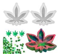 Lot de 2 moules à cendrier en silicone pour résine époxy, feuille d'érable avec paillettes pour moulage de résine