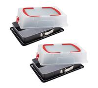 Dr. Oetker 9930650 Lot de 2 moules à charnière rectangulaires avec couvercle de transport, plat a lasagne rectangulaire, moule à gâteau rectangle, plat au four, plat lasagne, Acier, 42 x 29 x 7 cm