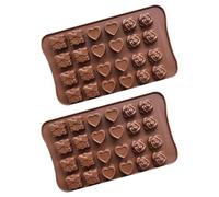 Lot De 2 Moules À Chocolat À 24 Grilles, Moules À Bonbons, Moules À Desserts À Gelée, Moules En Silicone Antiadhésifs, Moules De Cuisson De Cuisine, Adaptés Pour La Saint-Valentin Et Noël