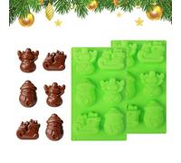Lot de 2 moules à chocolat de Noël, bonhomme de neige, élan, traîneau de Noël, moules en silicone, pour pâtisserie, décorations de gâteaux, moule à bonbons, moule à gelée, moule à cire, bac à glaçons