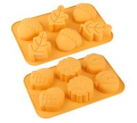 Lot de 2 moules à chocolat en silicone - 6 cavités - Feuille de citrouille - Moule en silicone - Pour pudding, muffin, gâteau, savon, bougie