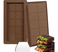 Lot de 2 moules à chocolat en silicone à 10 cavités avec un racloir, parfaits pour les barres protéinées, la cire, les cadeaux faits à la main, de qualité alimentaire, faciles à démouler (2 moules et