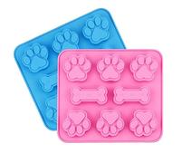 Lot de 2 moules à chocolat en silicone avec empreintes de pattes de chiot - Anti-adhésif, congélateur et sucettes pour friandises pour chien, pâtisserie et bonbons