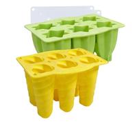 Lot de 2 moules à crème glacée en silicone 6 cavités pour la fabrication de | Moule à sucettes glacées avec couvercle pour parents, familles, jus, lait, confiture, yaourt, fête à la maison, jeux, camping