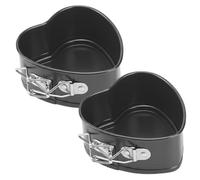 Lot de 2 moules à gâteau de 10 cm (4 pouces), moules à charnière en forme cœur avec fermeture hermétique et fond amovible, petits gâteaux pour la cuisson cheesecakes, tartelettes