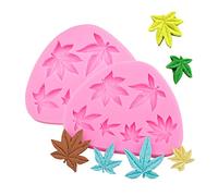 Lot de 2 moules à gâteau en silicone en forme de feuille de mauvaises herbes pour décoration de gâteaux, fondants, biscuits, savon, sucre, pudding, chocolat, bonbons, dessert, bougie, pot de fleurs