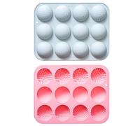 Lot de 2 Moules à Gâteaux en Forme de Balle de Golf, Modèle en Silicone en Forme de Balle de Golf, Moules à Chocolat Sphériques pour Bonbons, Cupcakes, Gelées