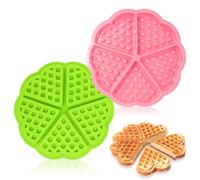 Lot de 2 moules à gaufres Air Fryer - En silicone - En forme de cœur - 5 trous fendus - En silicone antiadhésif - Pour muffins et gaufres - Outils de décoration de pâtisserie