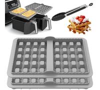 Lot de 2 moules à gaufres, en silicone, antiadhésifs, pour Airfryer Ninja AF300EU AF400EU AF451EU, AF500DE et SL400EU, moules à gaufres, muffins, pour gaufres, pâtisseries, muffins, gris