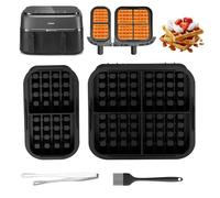 Lot de 2 moules à gaufres en silicone pour Philips Airfryer, insert gaufré pour Philips Dual Basket Airfryer 3000 série 6L/3L, accessoires Dual Basket avec brosse et clip