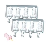 Lot de 2 moules à glaces en silicone 4 cavités en forme de pénis pour fête d'adultes