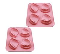 Lot de 2 moules à glaçons en silicone en forme de dents de dentier, 4 trous, cadeau amusant pour dentistes et personnes âgées
