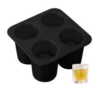 Lot de 2 moules à glaçons en silicone pour verre à shot avec 4 cavités, glaçons réutilisables en verre à whisky, peut contenir 28,3 g chacun, moule à glaçons en silicone de 3,3 cm, facile à démouler