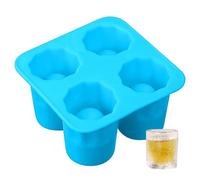 Lot de 2 moules à glaçons en silicone pour verre à shot avec 4 cavités, glaçons réutilisables en verre à whisky, peut contenir 28,3 g chacun, moule à glaçons en silicone de 3,3 cm, facile à démouler
