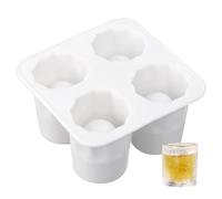 Lot de 2 moules à glaçons en silicone pour verre à shot avec 4 cavités, glaçons réutilisables en verre à whisky, peut contenir 28,3 g chacun, moule à glaçons en silicone de 3,3 cm, facile à démouler