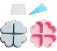 lot de 2, Moules à glaçons, Moules à gâteaux en silicone 3D en forme de cœur, 4 empreintes, Grands moules en silicone en forme de cœur Pour les bonbons, les gâteaux à muffins, les oursons en gélatine,