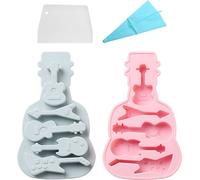 lot de 2 Moules à Guitare, Embout pour Gâteau Guitare Instrument de Musique, Embout pour Cupcake Rock Pour Anniversaire d'Enfant, Fête de Musicien, Fête de Bébé, Cadeaux