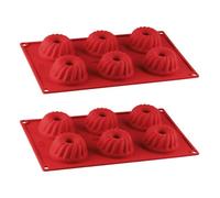 Lot de 2 moules à kougelhofs 6 empreintes - DR OETKER - Flexxibel Love - 30 x 18 cm