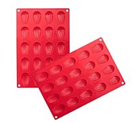 Lot de 2 moules à madeleines à 20 cavités en silicone anti-adhésif pour mini madeleines coquilles festonnées