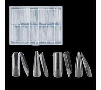 Lot de 2 moules à ongles en gel - Forme d'ongle - Pointe française - Autocollants pour ongles - Ensemble de formes d'extension d'ongles - Couverture complète - Façon artificielle