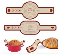 Lot de 2 moules à pain en silicone pour cocotte, tapis de cuisson à pain anti-adhésif et réutilisable avec poignées extra longues, transfert facile et sûr du levain, passe au lave-vaisselle, rond et