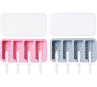 lot de 2 Moules à Popsicle, Moule à Gâteau Pop en Silicone, Glace maison, Chocolat, Machine à Glace Avec 8 Bâtonnets Réutilisables Pour Enfants, Été, DIY Avec Couvertures(Motif 2#)