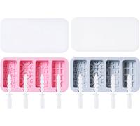 lot de 2 Moules à Popsicle, Moule à Gâteau Pop en Silicone, Glace maison, Chocolat, Machine à Glace Avec 8 Bâtonnets Réutilisables Pour Enfants, Été, DIY Avec Couvertures(Motif 3#)